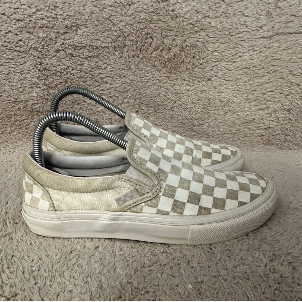 Vans Skate Slip-On Checkerboard Off White Tan PopCush Duracap Mens 6 Sneakers